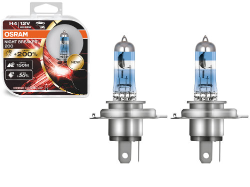 Osram Night Breaker 200 H4 Car Headlight Bulbs +200% Upgrade Headlamps X 2  Boxes 4062172198134