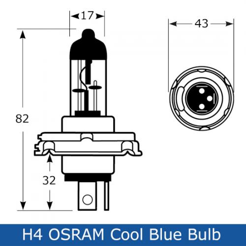 H4 Osram Cool Blue Intense Next Gen 12V 60/55W Halogen Bulbs (Pair)