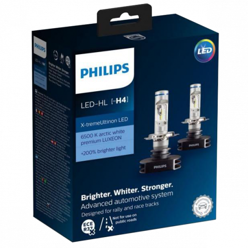 H4 Philips Ultinon LED 12V 60 55W Headlight Bulbs Pair